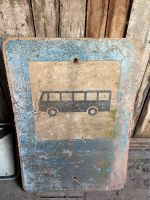 DDR Blechschild Schild Bus Ikarus Fleischer Thüringen - Hartmannsdorf  Vorschau