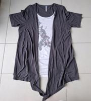 Damen Shirt Sheego 2 in 1 Shirt Strickjacke grau Brandenburg - Hohen Neuendorf Vorschau
