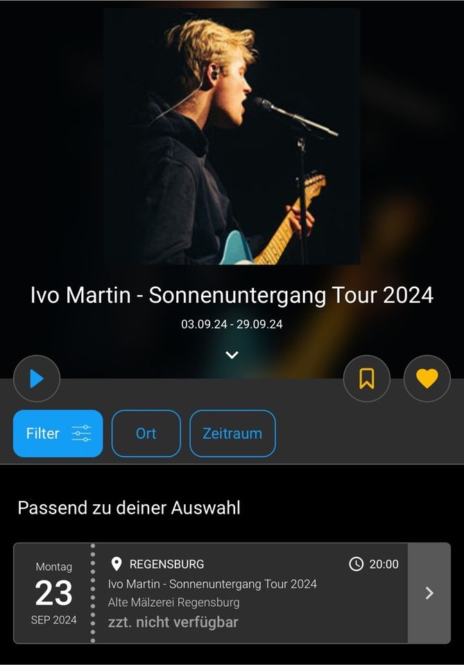 Suche Tickets für Ivo Martin in Regensburg in Wallersdorf