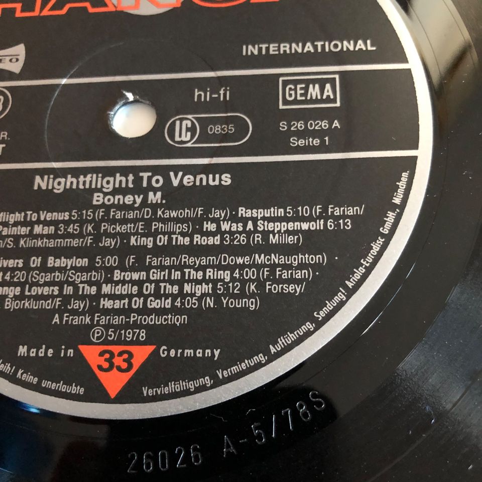 BONEY M Nighflight to Venus Vinyl 1978 Postkarte Neuwertig 26026 in München