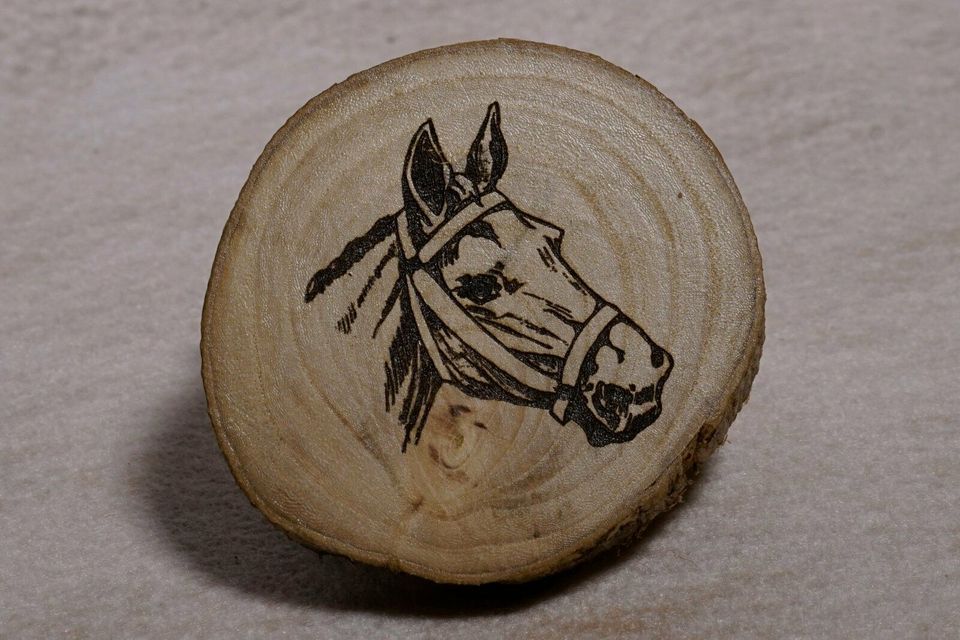 Handgearbeitetes Holz-Tierbild aus einer Baumscheibe in Flensburg