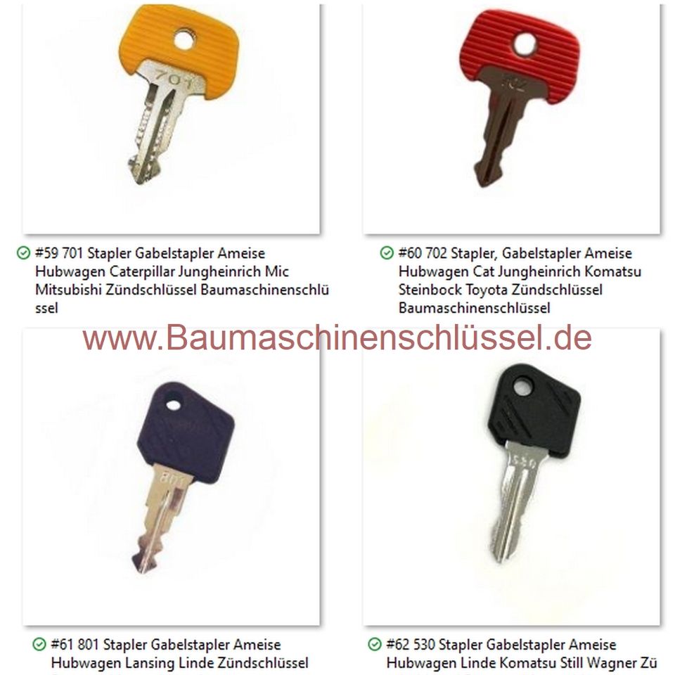 ✅www.Baumaschinenschlüssel.de ✅ Zündschlüssel ✅ Bagger Radlader Minibagger Schlüssel Rüttelplatte Atlas Wacker Doosan Liebherr Cat Hitachi Volvo Yanmar JCB Komatsu Kubota Terex Takeuchi Bobcat Stapler in Halberstadt