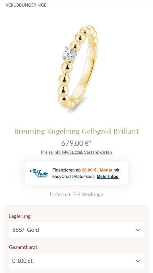 Verlobungsring Gelbgold 585,bella luce,Brillantring,Goldring in Würzburg