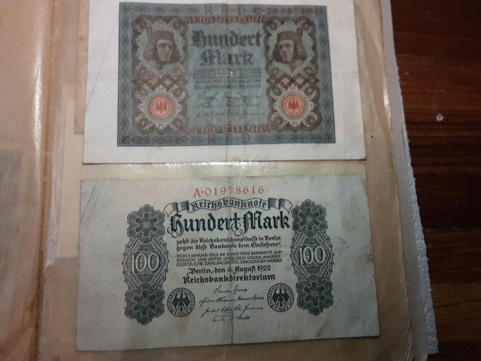 Deutsche Reichsbanknoten und Darlehens Kassenscheine in Freiberg