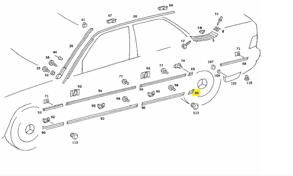 Mercedes W201 190e Abdeckleiste Zierstab Kotflügel HR A2016902062 in Obertshausen