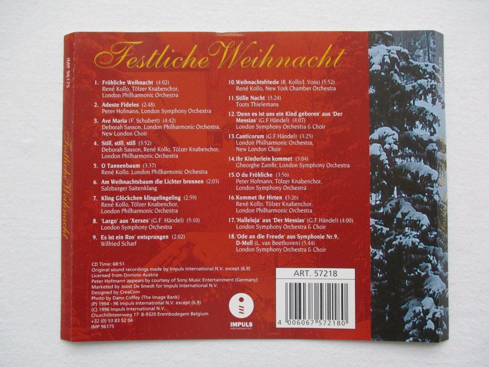 CD Musik "Festliche Weihnacht" mit René Kollo P. Hofmann RARITÄT in Ravensburg