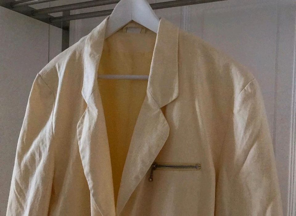 Original 80er 90er Leinen Jacket Jacke zartes Zitronen gelb in Berlin
