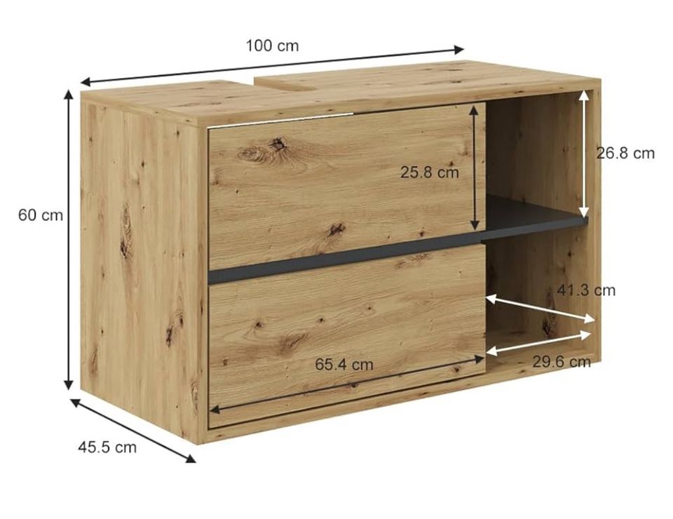 Waschbeckenunterschrank 100x60 Anthrazit/Eiche in Marienheide