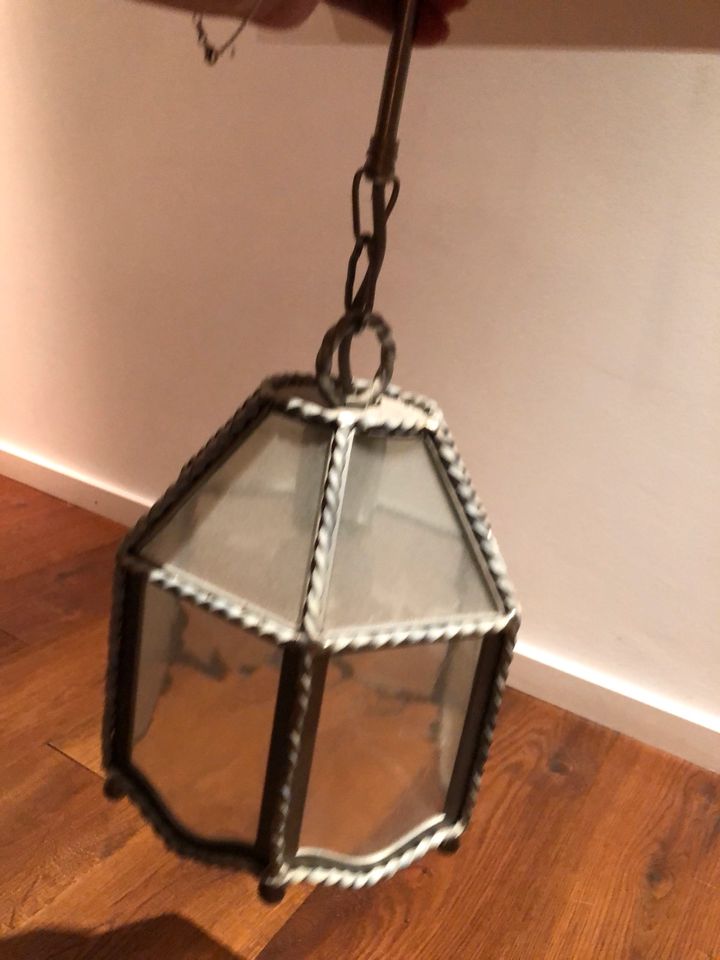 Metall Glas Lampe Hängelampe handgeschmiedet Antik in Heimertingen