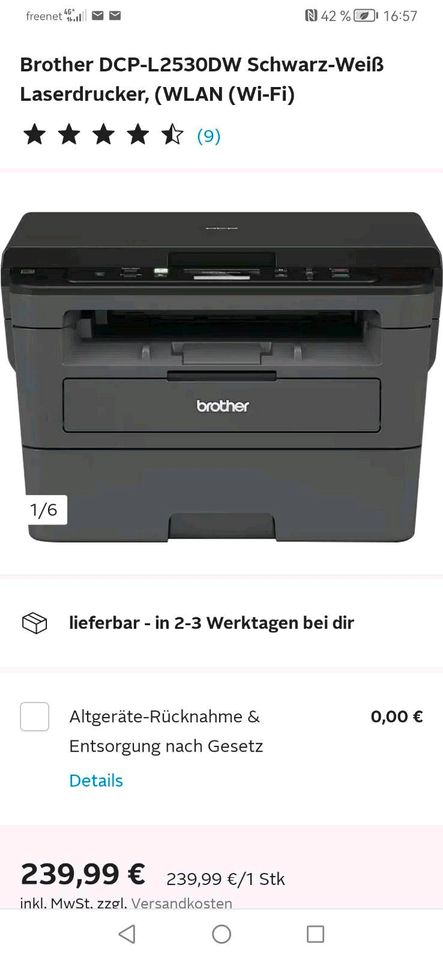 Laserdrucker brother Buntdrucker fax Scan Kopiere DCP L2530DW in Hattingen