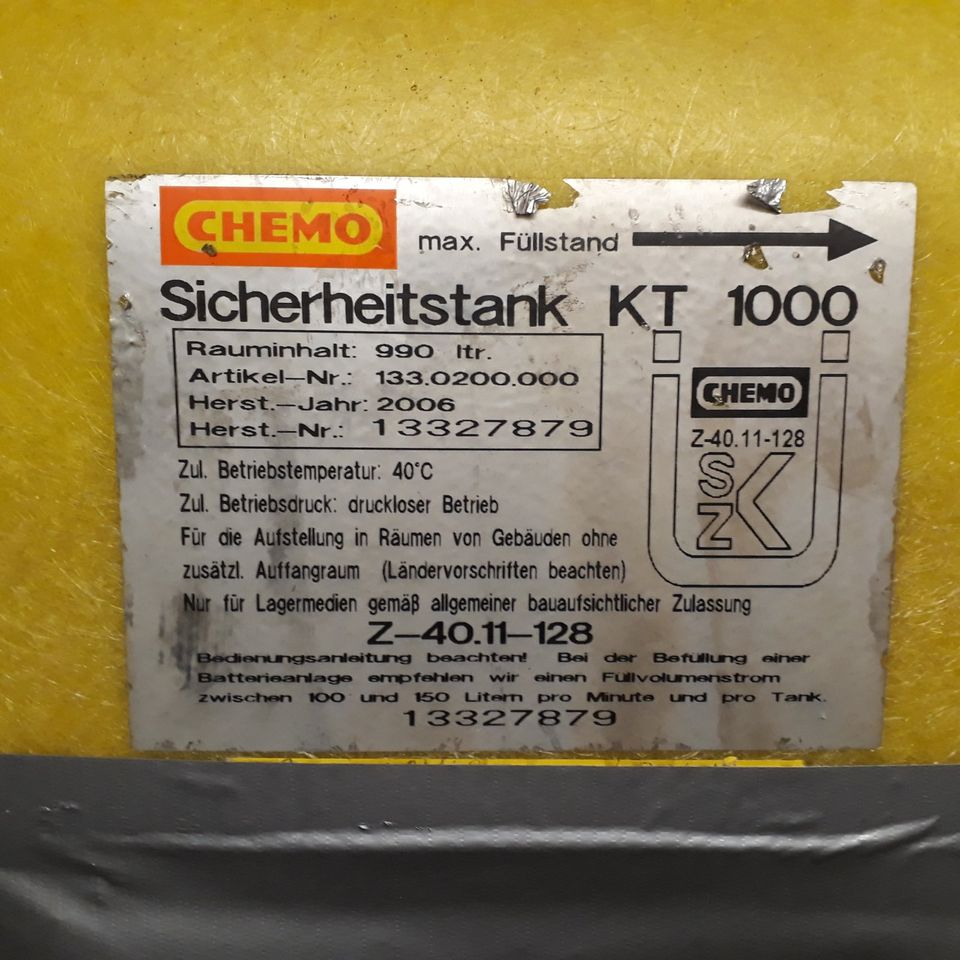 Heizöltanks Sicherheitstanks CHEMO KT 1000 - 4 Stück in Dipperz