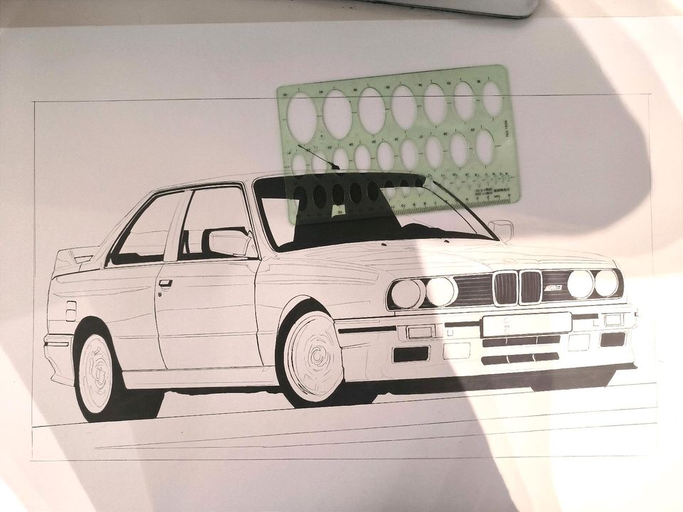 BMW E30 M3 Coupe selbstgemaltes Bild in Friesoythe