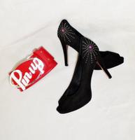 Rockabilly vintage Peep-toes Pumps Strass Nieten schwarz Gr. 39 Bayern - Ansbach Vorschau