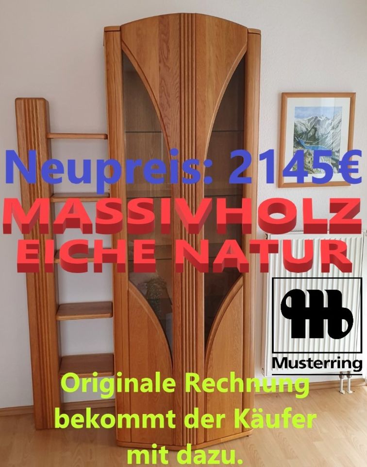 NP2145€ MUSTERRING Vitrine EICHE natur MASSIVHOLZ Vitrinenschrank in Saarwellingen