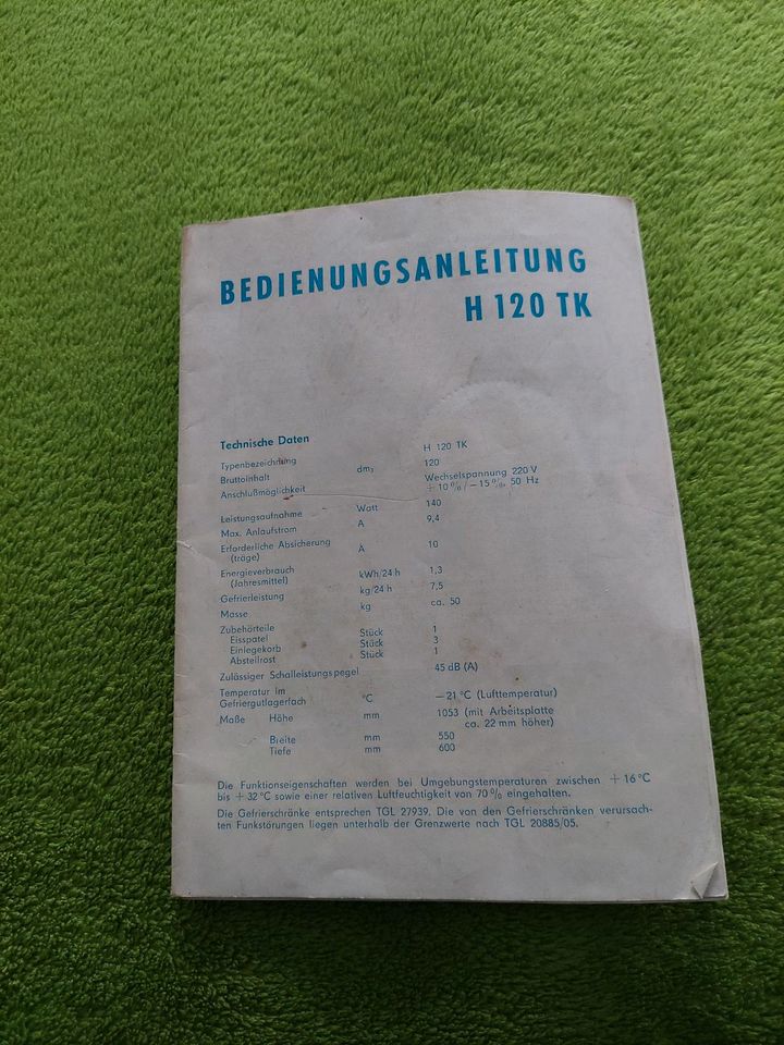 Bedienungsanleitung manual DKK Kühlschrank H 120 TK in Löbau