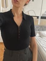 Body Rippstrick Shirt mit Kragen schwarz München - Au-Haidhausen Vorschau