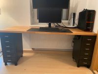 Schreibtisch mit Massivholz + Monitorhalterung Hessen - Wabern Vorschau