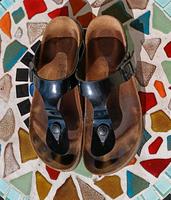 birkenstock Gizeh Sandalen Pantoletten 37 Leder Lack schwarz top Saarland - Völklingen Vorschau