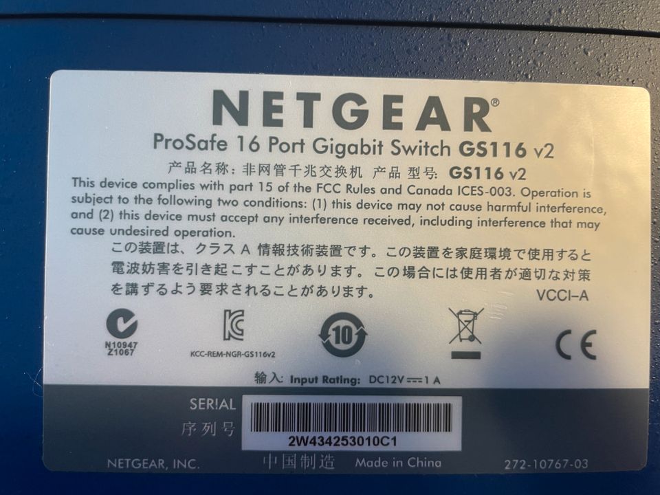 Switch Netgear Prosafe 16 Port Gigabit switch GS 116 v2 in Roschbach