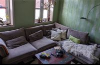 Samt Sofa grau / beige / taupe Nordrhein-Westfalen - Pulheim Vorschau