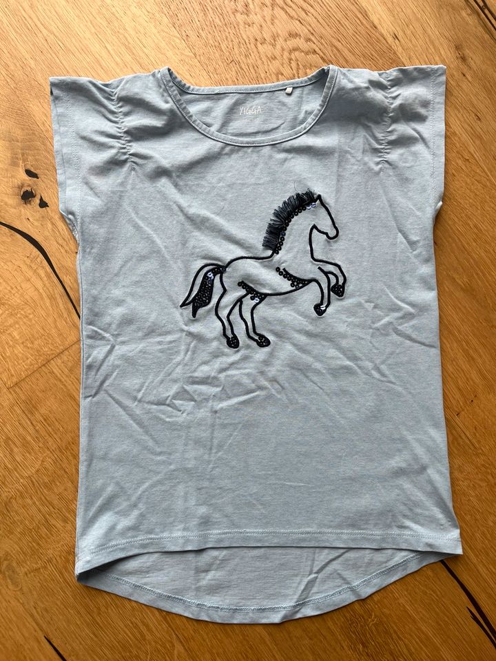 Yigga Mädchen T-Shirt, hellblau, Pferd, Gr. 134/140 in Wermelskirchen