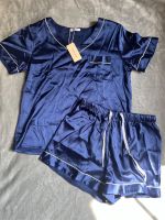 Neuer blauer Satin Pyjama Größe S Schlafanzug Sommer Shorts Shirt Hannover - Ahlem-Badenstedt-Davenstedt Vorschau