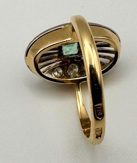 Ring 750 gelb Gold Diamanten und Smaragd UDSSR Gr.56 Selten in Köln
