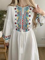 Retro kleid maxikleid weiß boho kleid mit stickerei Hamburg-Nord - Hamburg Eppendorf Vorschau