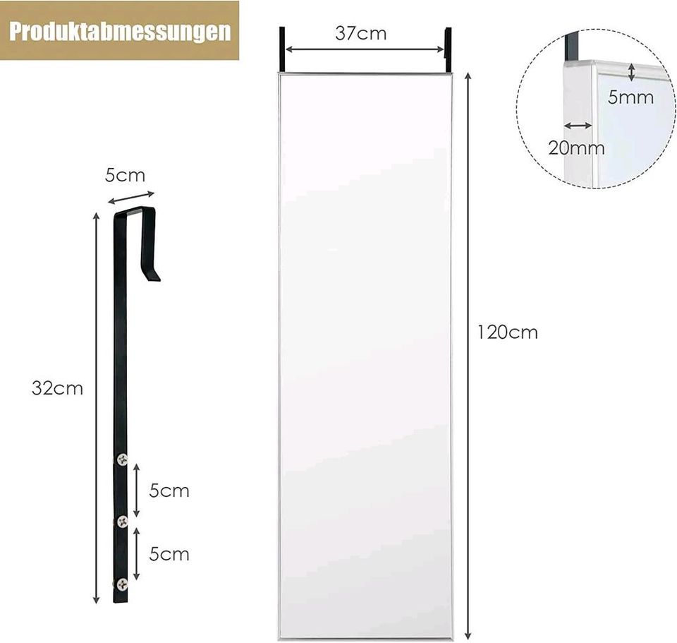 Costway 37x120cm Ganzkörperspiegel Tür Wand Schlafzimmer #Neu# in Taura