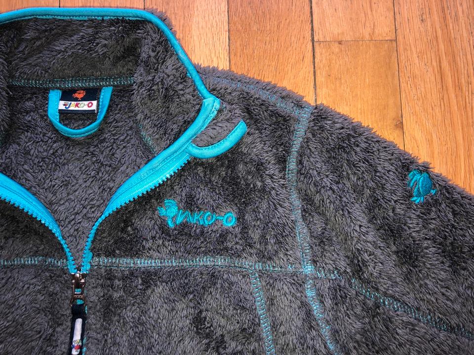 Jako-o Teddyfleece Jacke 128/134 grau türkis Fleecejacke in Berlin
