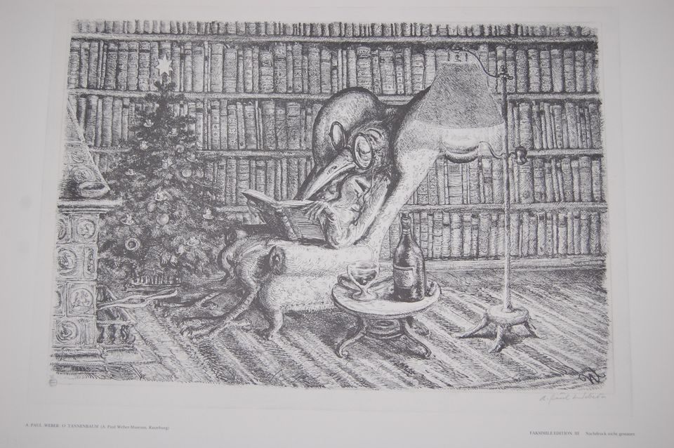 A.Paul Weber, Oh Tannenbaum Lithographie/Origin-Faksimile, limit. in Meldorf