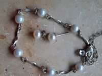 Armband silber mit Perlen und 925 silber Ohrstecker Bayern - Nersingen Vorschau