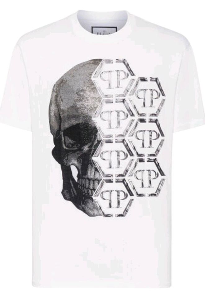 PHILIPP PLEIN T-SHIRT ROUND NECK SS SKULL AND PLEIN / L / NEU / in Ober-Mörlen