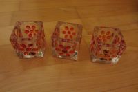 3x Glas Teelichthalter mit 3D Blüten Blumen Frühling rot orange Baden-Württemberg - Karlsruhe Vorschau