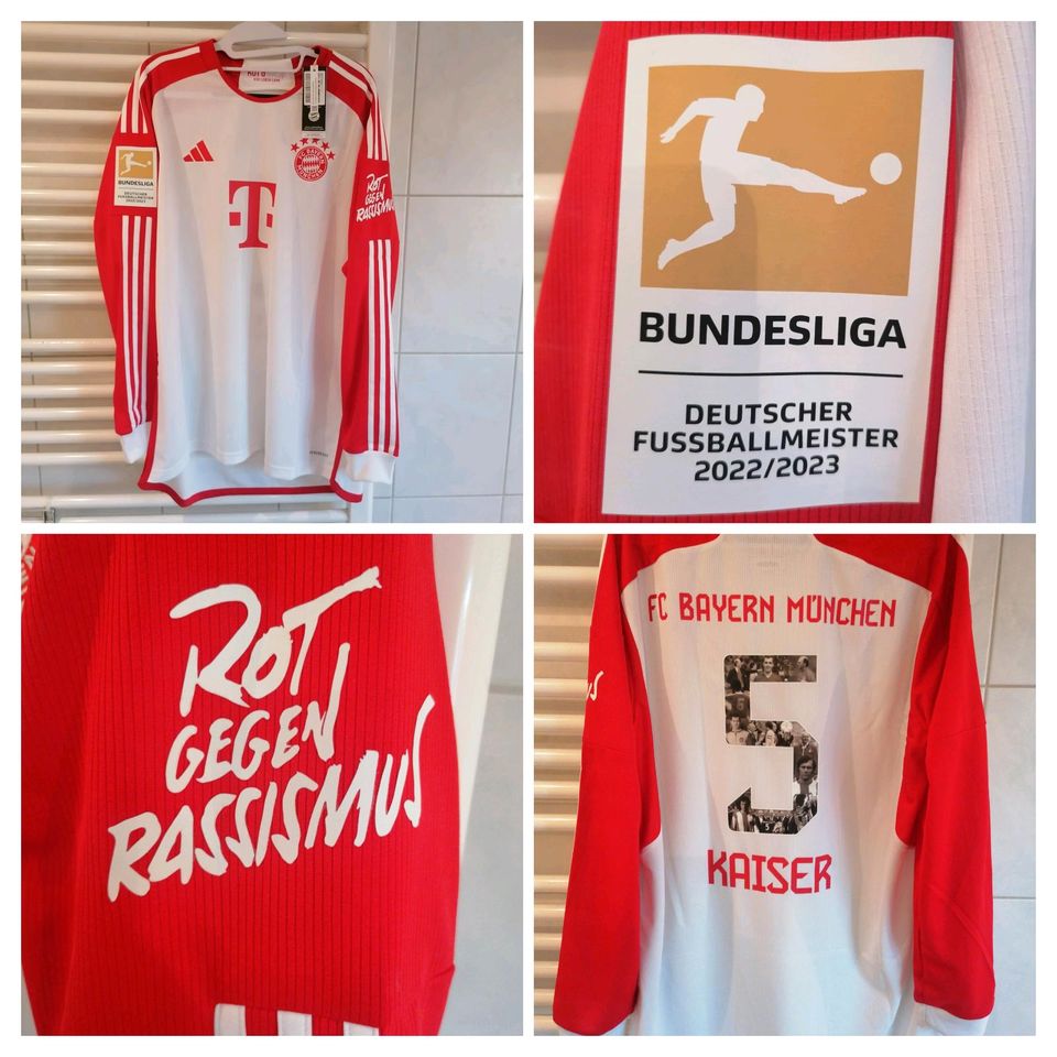 Langarm Kaiser Franz Beckenbauer Trikot FC Bayern München in Neuhof an der Zenn