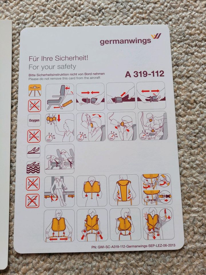 Safety Card Airline - Airberlin - Germanwings - Deutsche Ba - bmi in Mertingen
