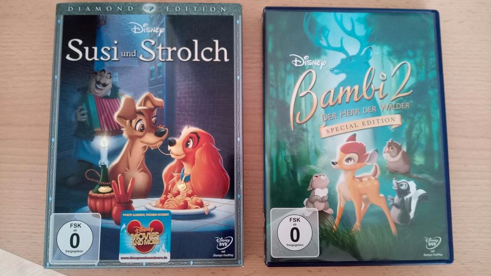 2 Disney Kinder Filme, Susi und Strolch, Bambi 2, top, ab 0 Jahre in Königsbach-Stein 