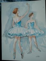 Aquarell Ballerina in weiß/blau direkt vom Künstler Bayern - Rohrdorf Vorschau