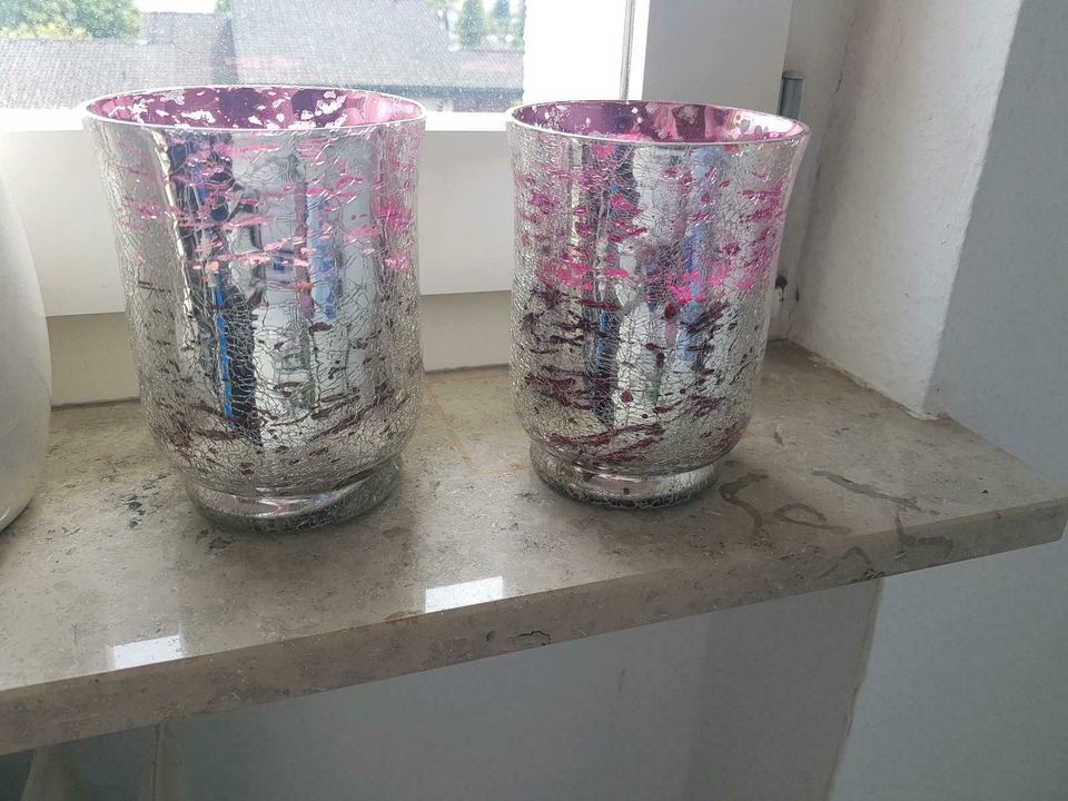 2 Vasen Pink Silber in Hungen