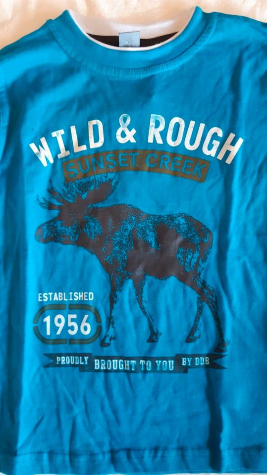 Kinder-Langarmshirt " wild + rough " Blau Größe 110 NEU in Adelzhausen