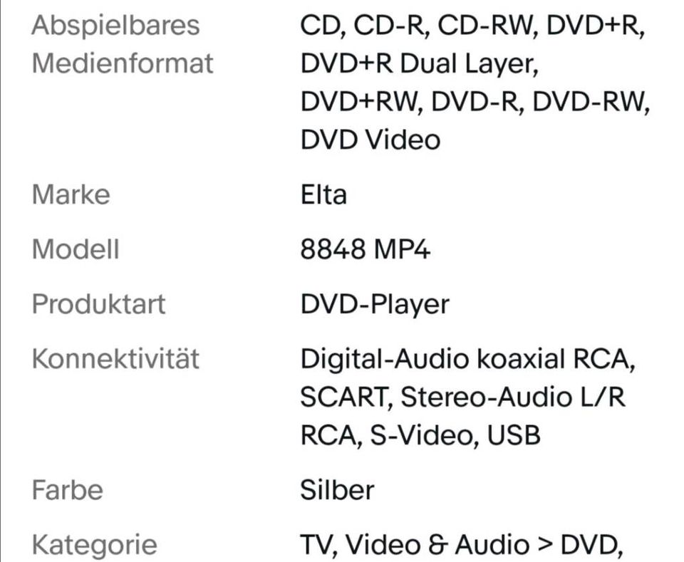 DVD - Player Elta 8848 MP4 in Herne