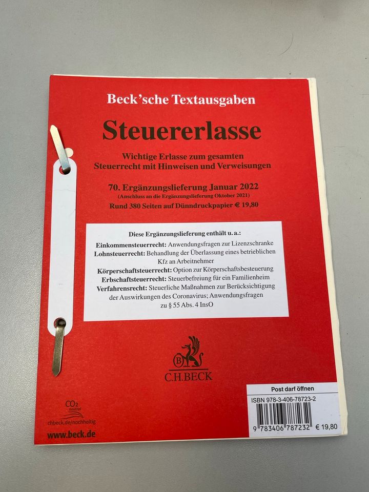 Ergänzungslieferung Steuererlasse 70. in Weißenburg in Bayern