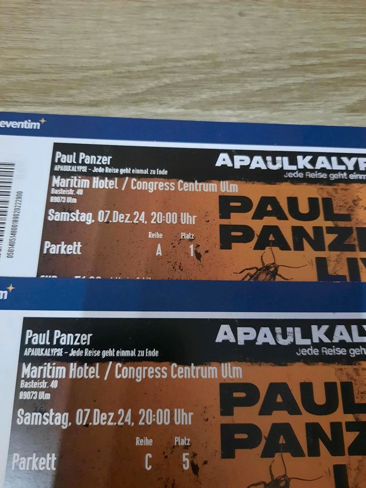 2× PAUL PANZER TICKETS FÜR ULM AM FREITAG DEN 7 DEZEMBER 2024 in Voerde (Niederrhein)