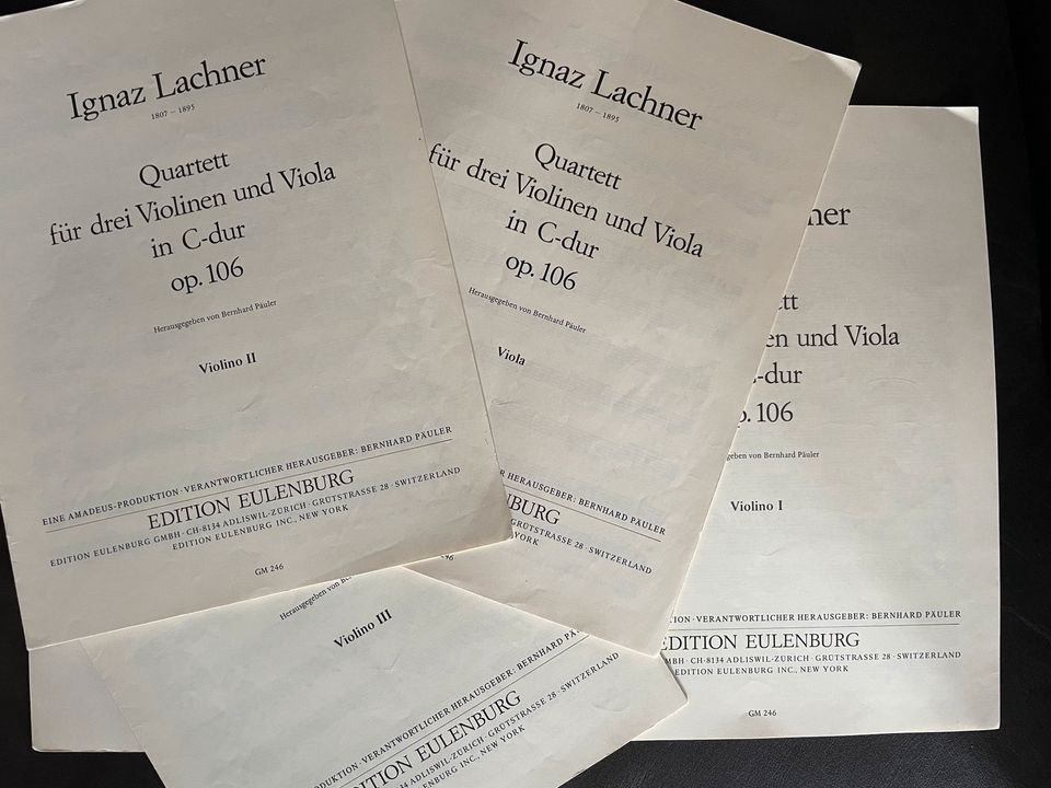 Lachner: Quartett für drei Violinen (Geigen) + Viola (Bratsche) in Untermünkheim