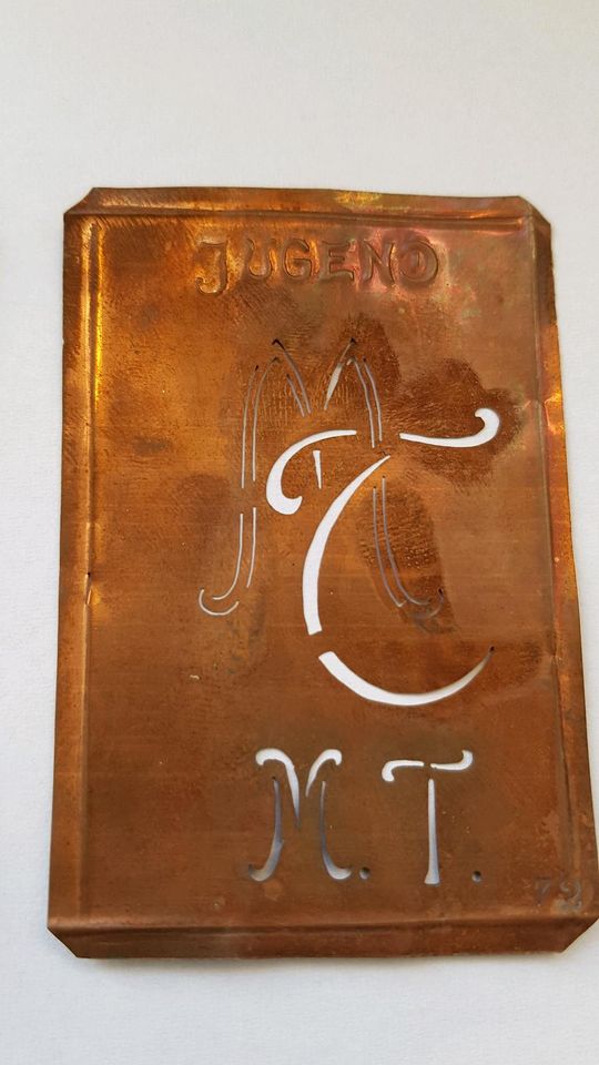 Antik Schablonen MT Wäsche Kupfer Monogramm Sticken in Freiberg