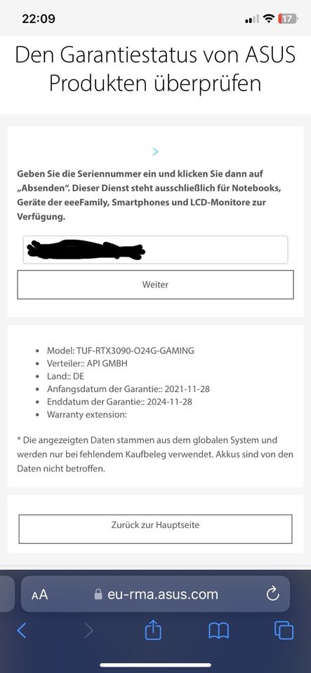 ASUS TUF Gaming RTX 3090 24GB Grafikkarte Garantie in Berlin