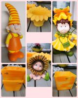 Blumenkinder Figur Deko Set Sonnenblume Gelb Sandra Rich Übertopf Thüringen - Floh-Seligenthal-Floh Vorschau