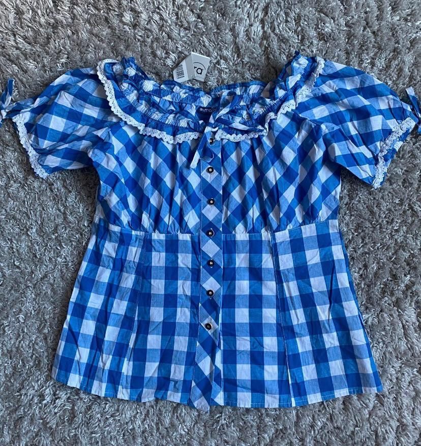 Oktoberfest Bluse Gr.M L 40 42 weiß blau kariert neu in Gotha