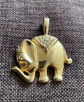 Vintage 80er Anhänger Halskette Elefant goldfarben Strass Glitzer Leipzig - Knautkleeberg-Knauthain Vorschau