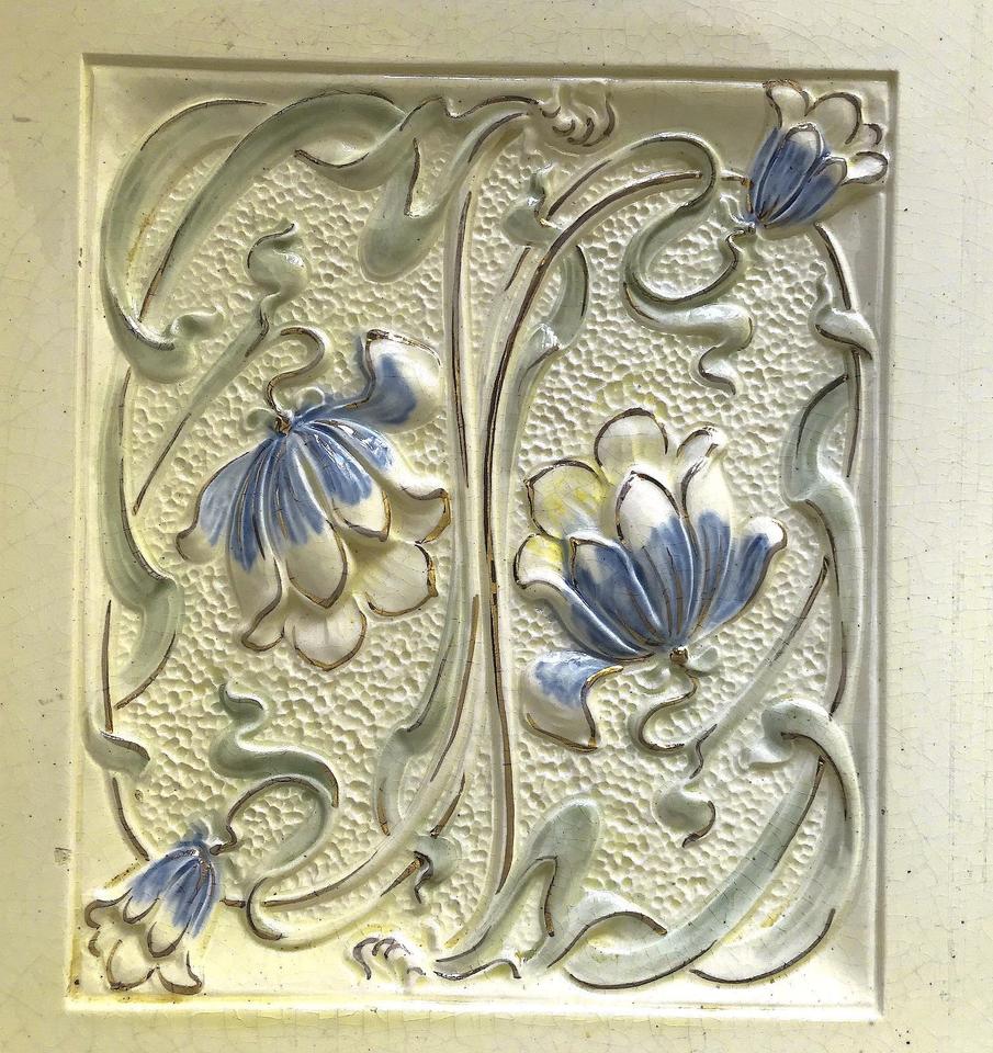 Ofenkachel, Original Ernst Teichert Meissen, Jugendstil um 1900 in Berlin
